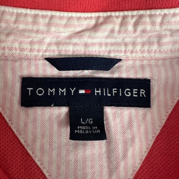 Tommy Hilfiger Mens Red Polo Shirt Short Sleeve Size Large Classic Fit Casual - Picture 3 of 5